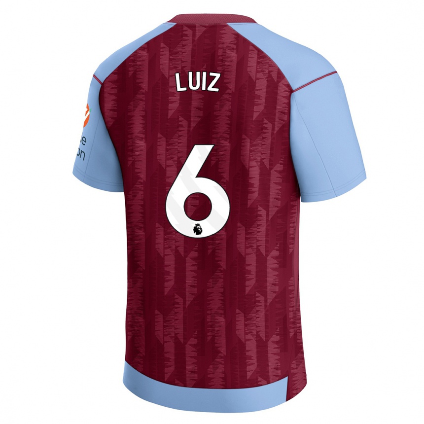 Men  Douglas Luiz #6 Claret Blue Home Jersey 2023/24 T-Shirt
