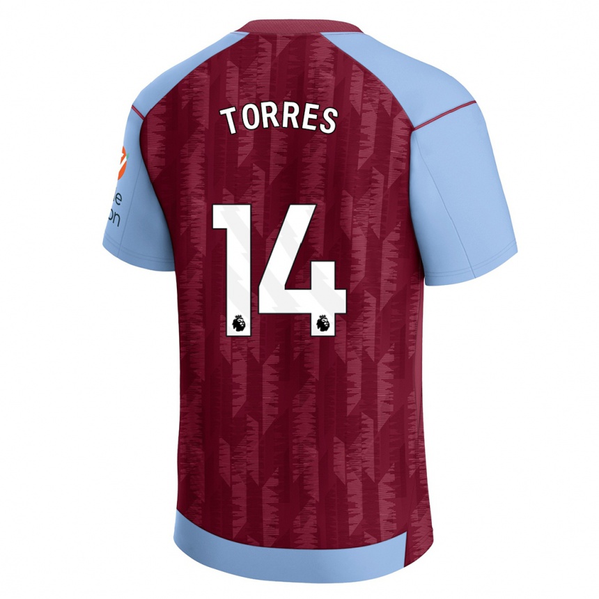 Men  Pau Torres #14 Claret Blue Home Jersey 2023/24 T-Shirt