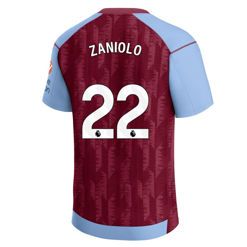 Men  Nicolo Zaniolo #22 Claret Blue Home Jersey 2023/24 T-Shirt