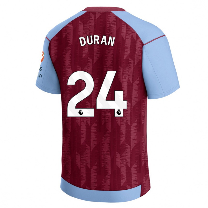 Men  Jhon Durán #24 Claret Blue Home Jersey 2023/24 T-Shirt