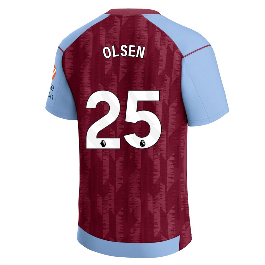 Men  Robin Olsen #25 Claret Blue Home Jersey 2023/24 T-Shirt