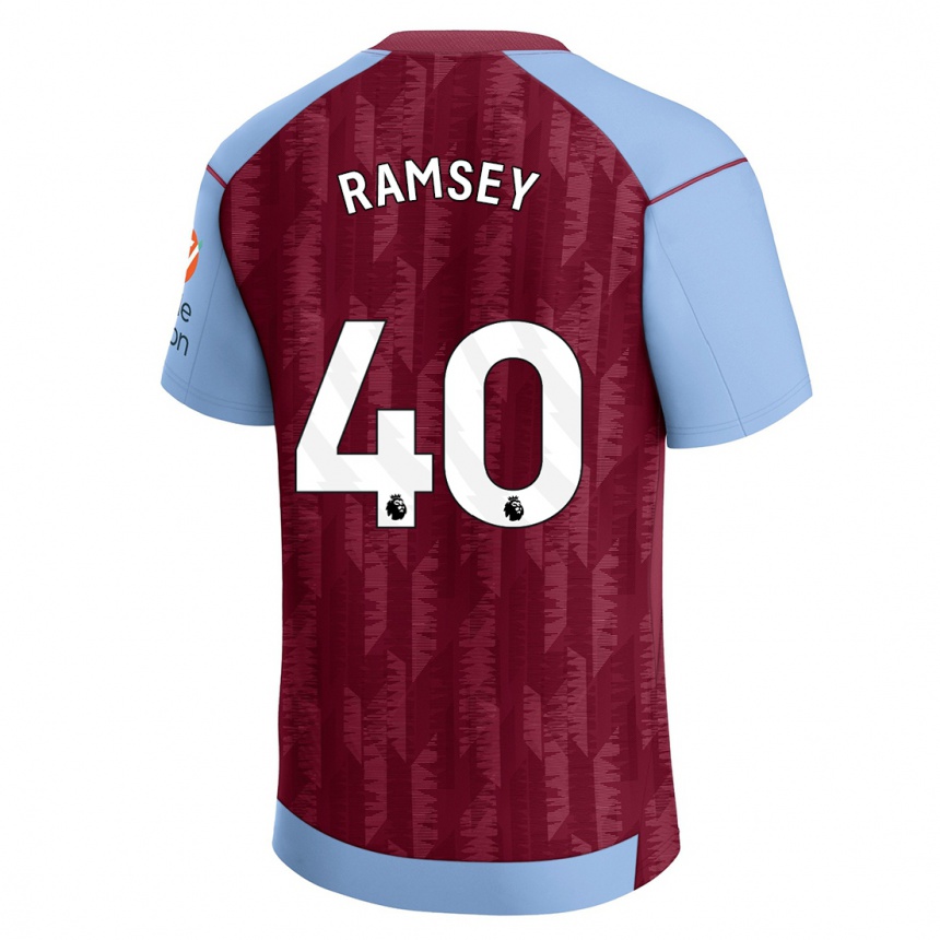 Men  Aaron Ramsey #40 Claret Blue Home Jersey 2023/24 T-Shirt