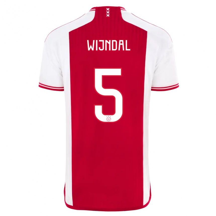 Men  Owen Wijndal #5 Red White Home Jersey 2023/24 T-Shirt
