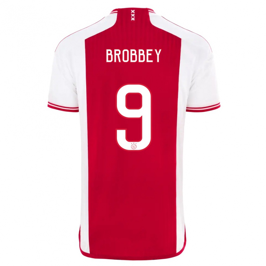 Men  Brian Brobbey #9 Red White Home Jersey 2023/24 T-Shirt