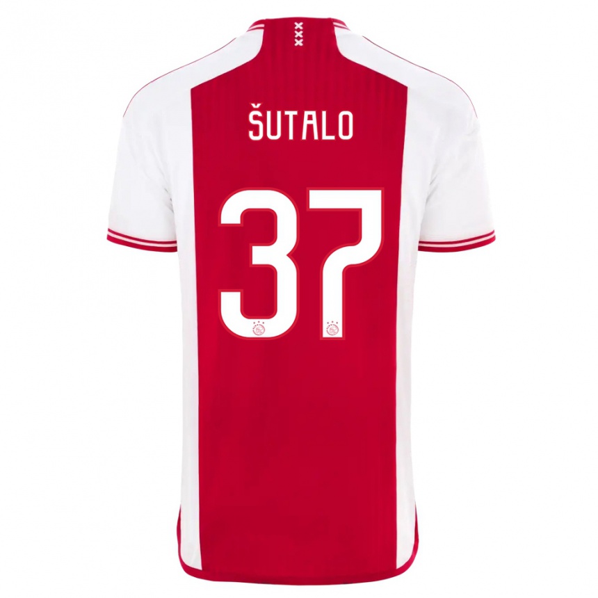 Men  Josip Sutalo #37 Red White Home Jersey 2023/24 T-Shirt