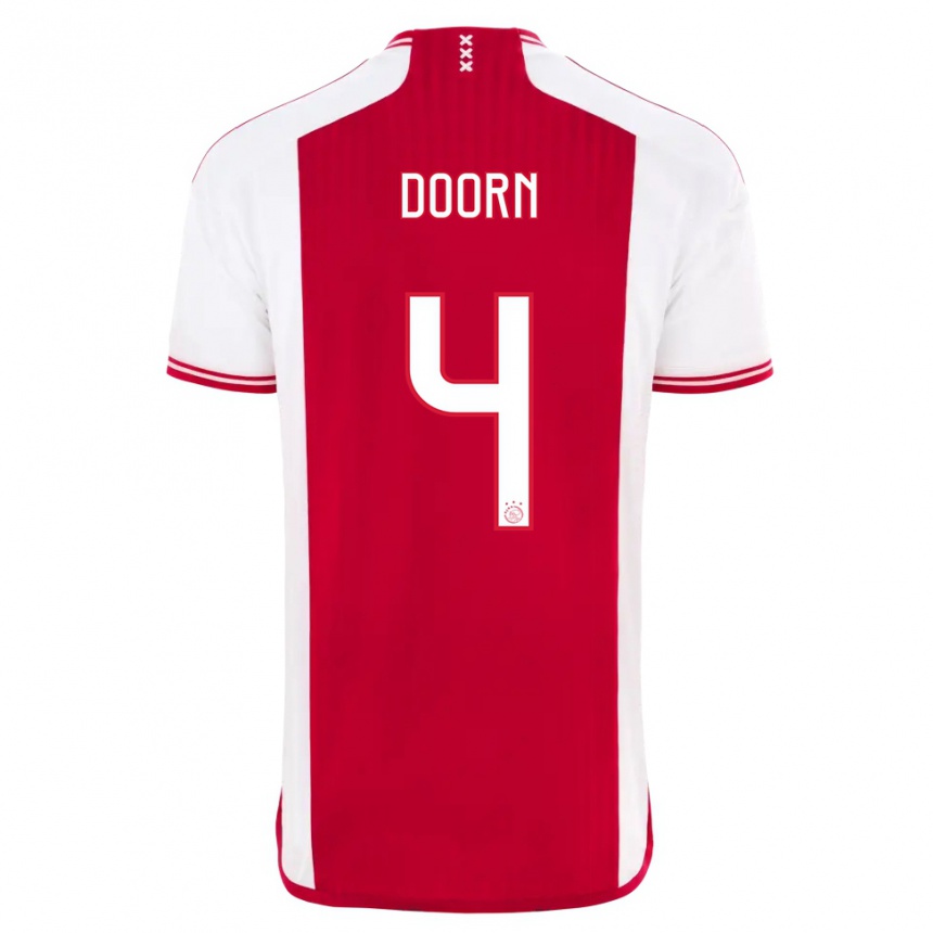 Men  Lisa Doorn #4 Red White Home Jersey 2023/24 T-Shirt