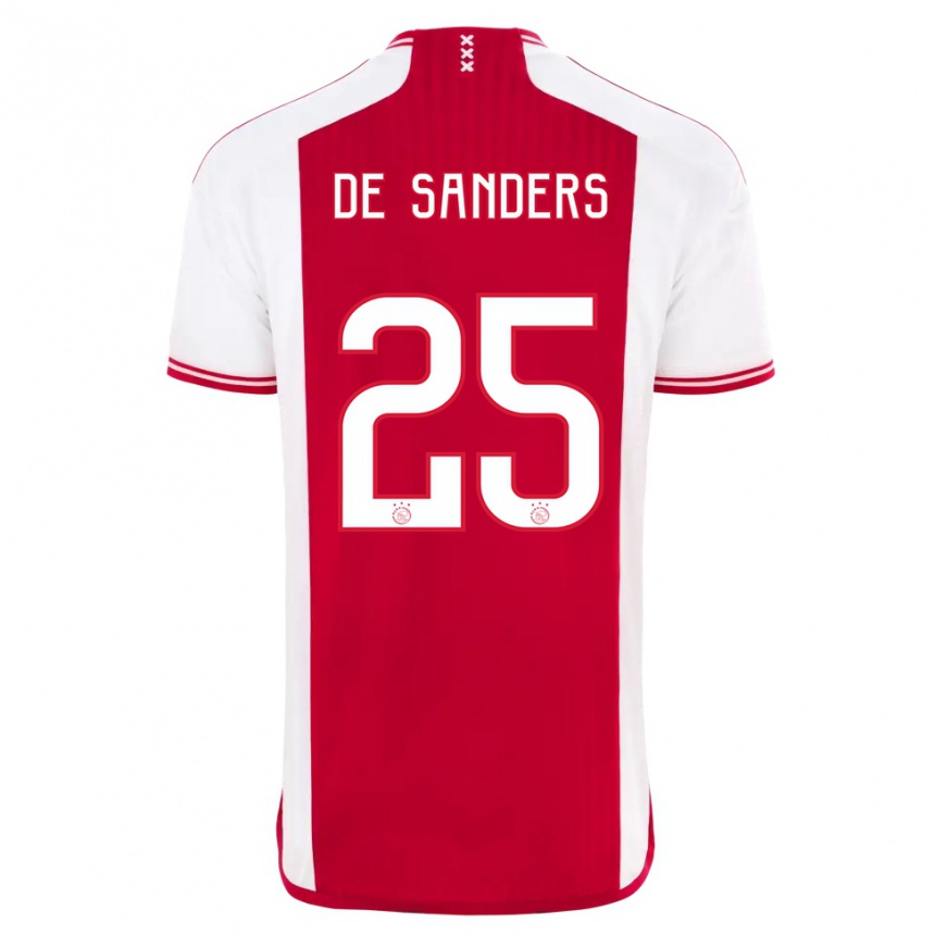 Men  Kay-Lee De Sanders #25 Red White Home Jersey 2023/24 T-Shirt