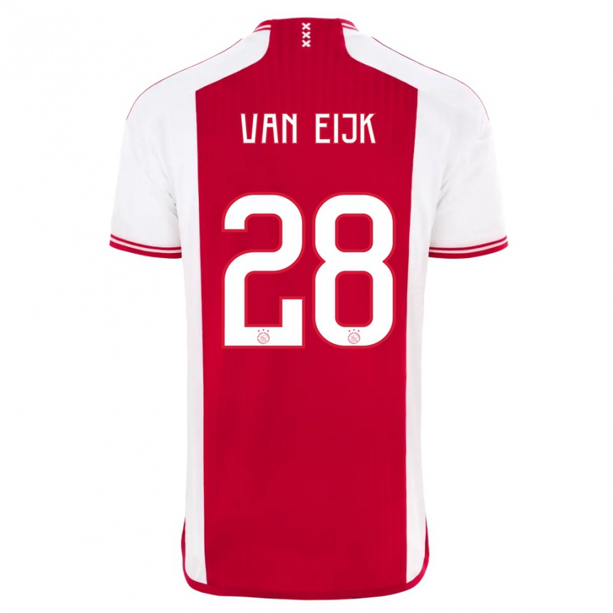 Men  Regina Van Eijk #28 Red White Home Jersey 2023/24 T-Shirt