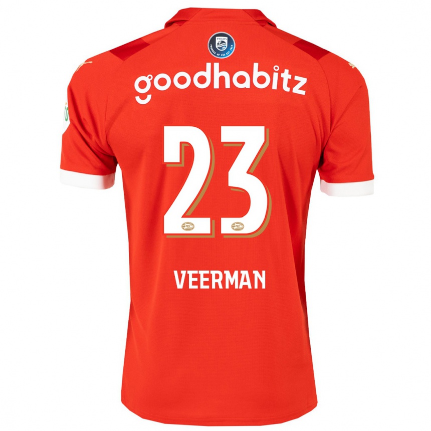Men  Joey Veerman #23 Red Home Jersey 2023/24 T-Shirt