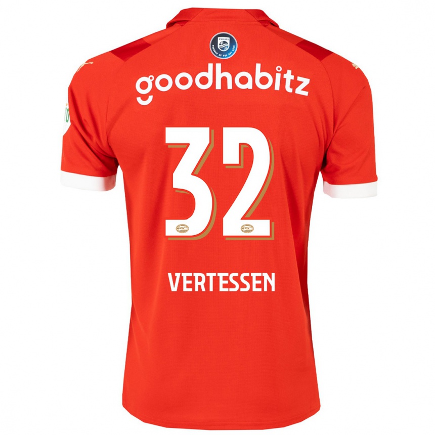 Men  Yorbe Vertessen #32 Red Home Jersey 2023/24 T-Shirt