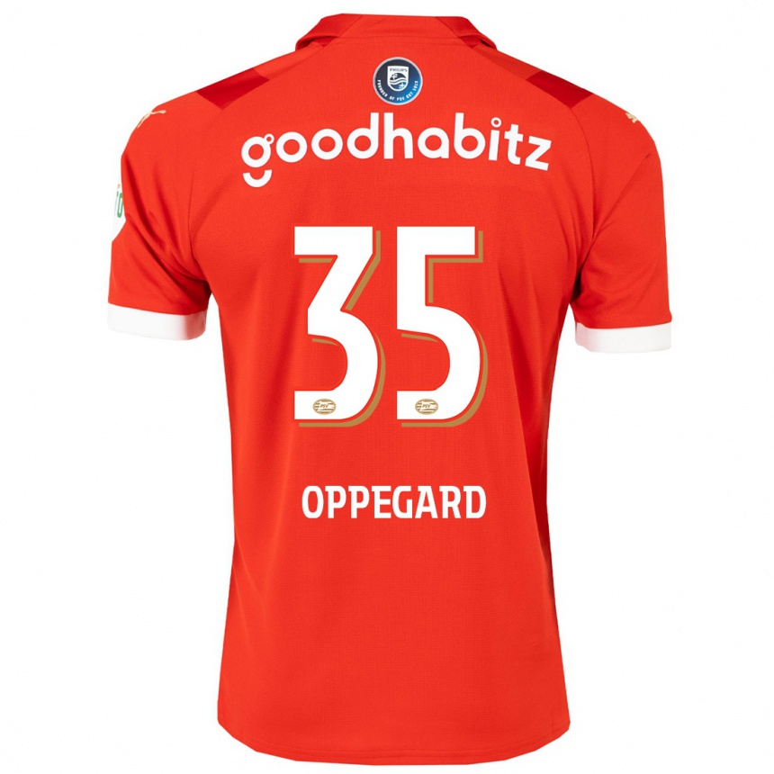 Men  Fredrik Oppegard #35 Red Home Jersey 2023/24 T-Shirt