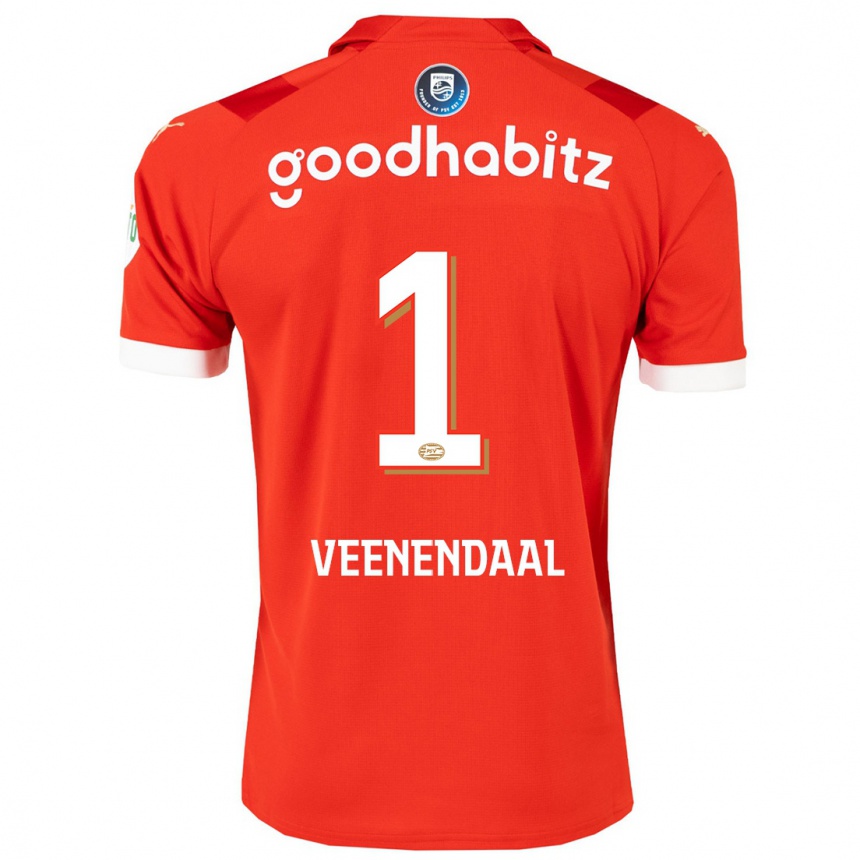 Men  Sari Van Veenendaal #1 Red Home Jersey 2023/24 T-Shirt
