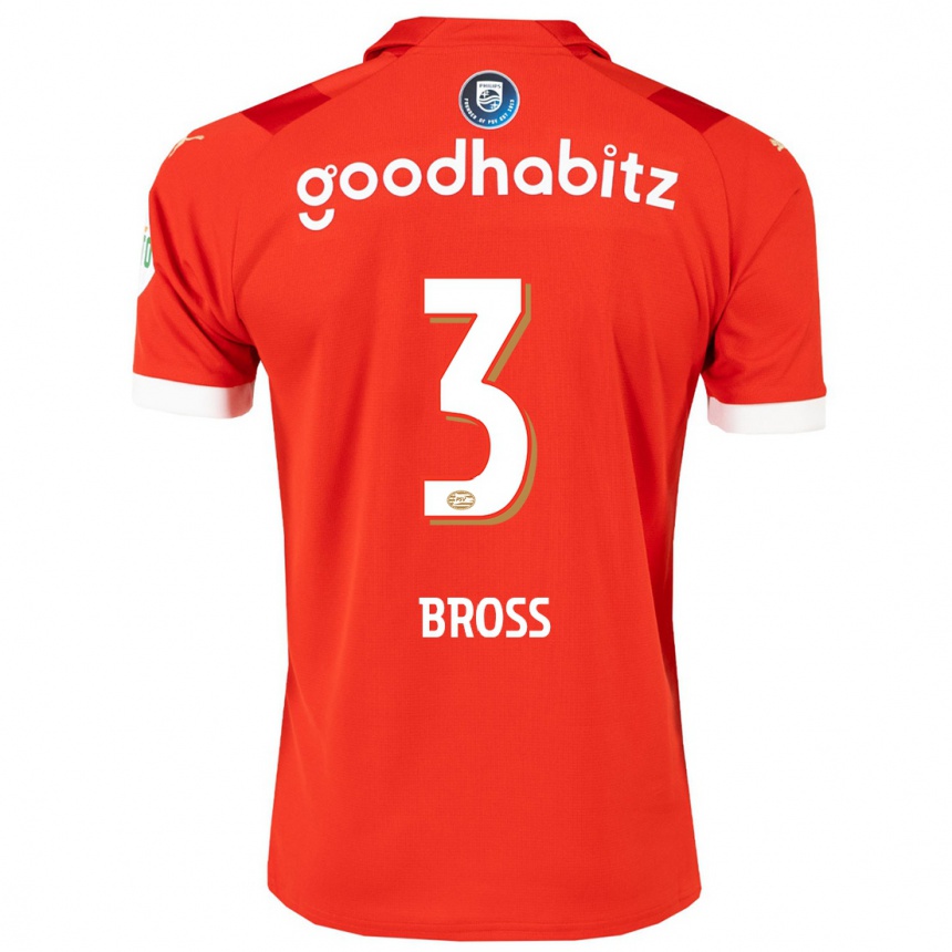 Men  Melanie Bross #3 Red Home Jersey 2023/24 T-Shirt