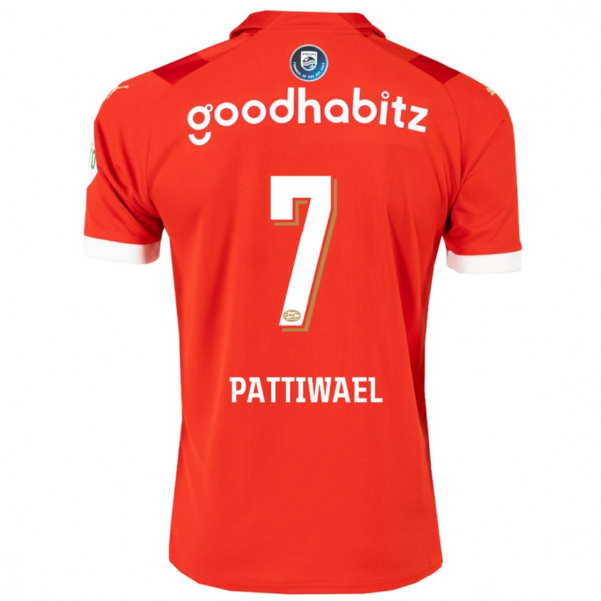 Men  Naomi Pattiwael #7 Red Home Jersey 2023/24 T-Shirt