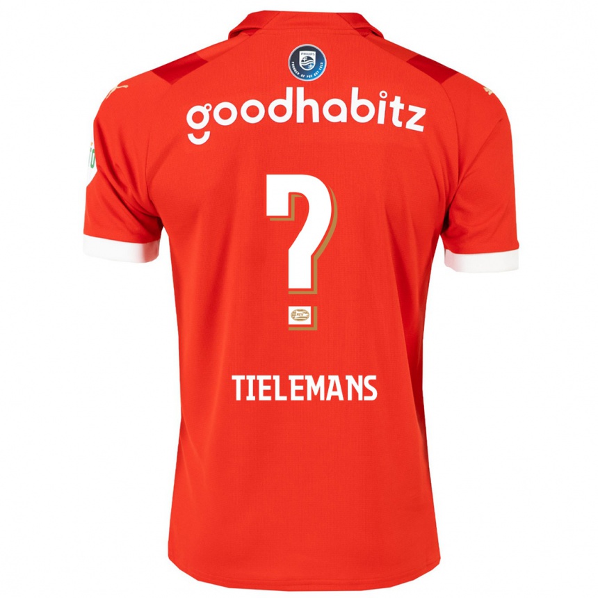 Men  Mathijs Tielemans #0 Red Home Jersey 2023/24 T-Shirt