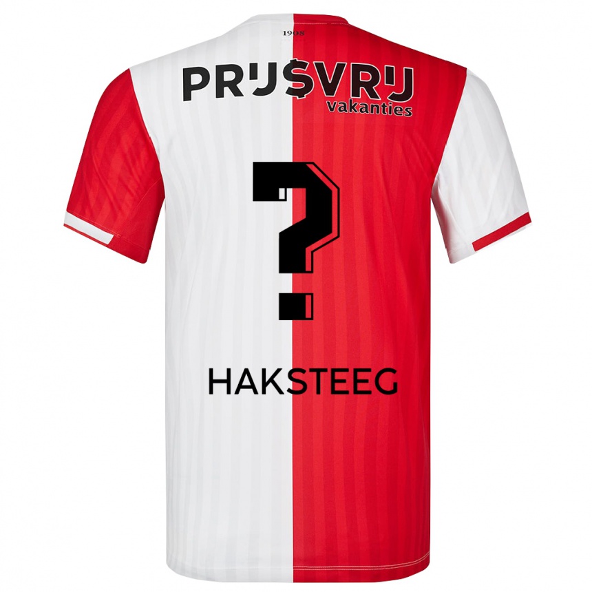 Men  Tim Haksteeg #0 Red White Home Jersey 2023/24 T-Shirt