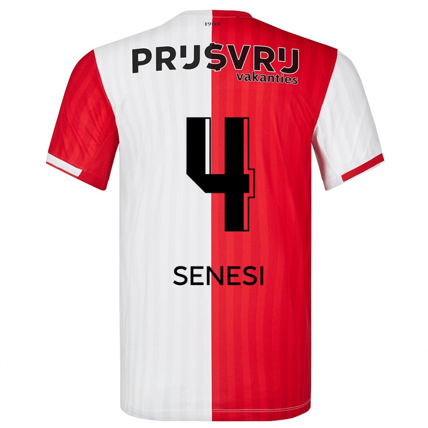 Men  Marcos Senesi #4 Red White Home Jersey 2023/24 T-Shirt