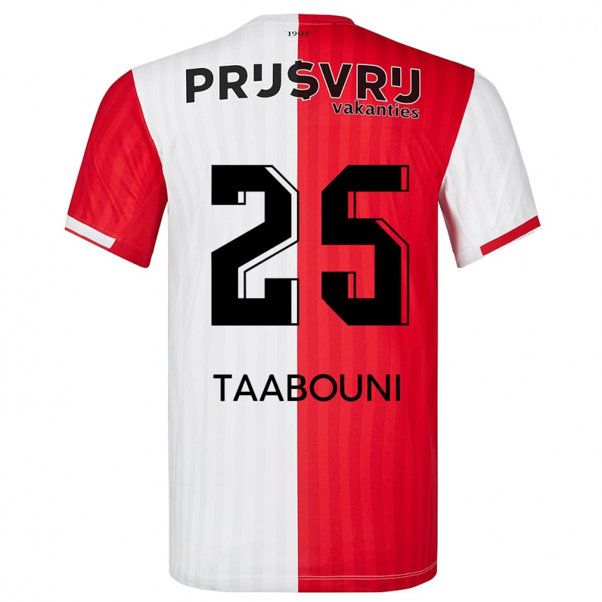 Men  Mohamed Taabouni #25 Red White Home Jersey 2023/24 T-Shirt