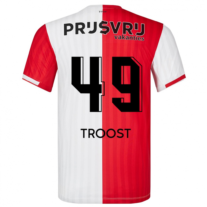 Men  Tein Troost #49 Red White Home Jersey 2023/24 T-Shirt