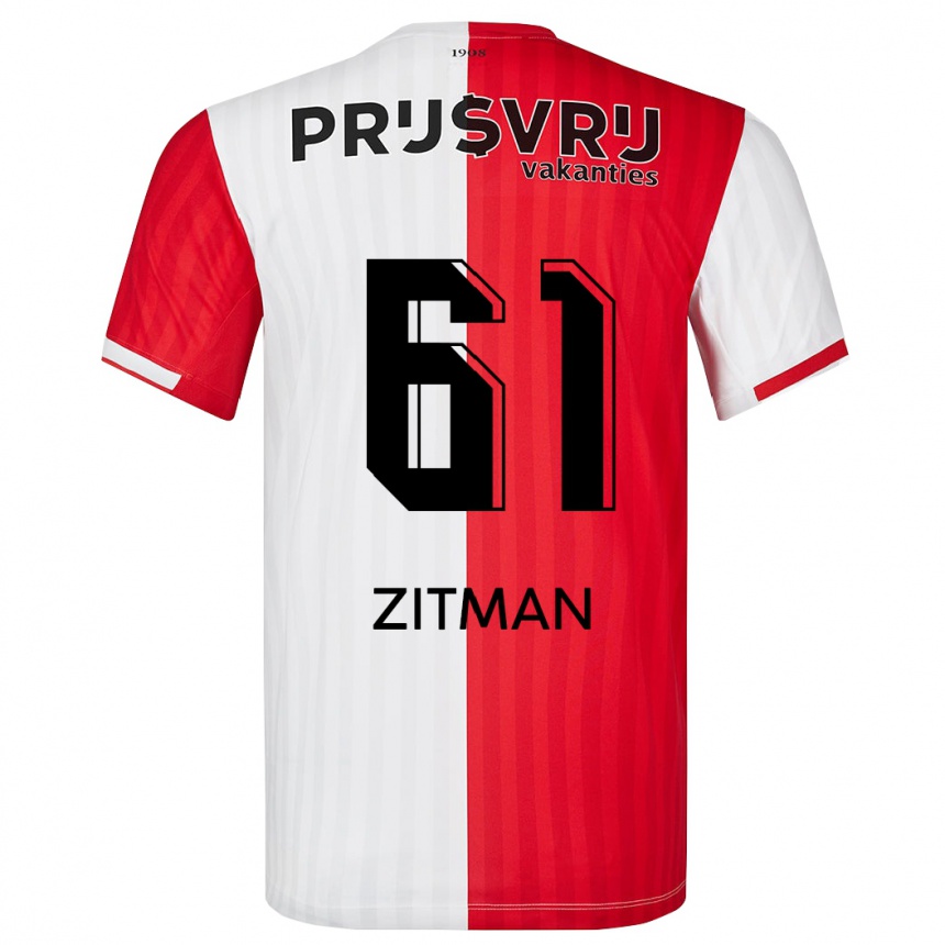Men  Sven Zitman #61 Red White Home Jersey 2023/24 T-Shirt