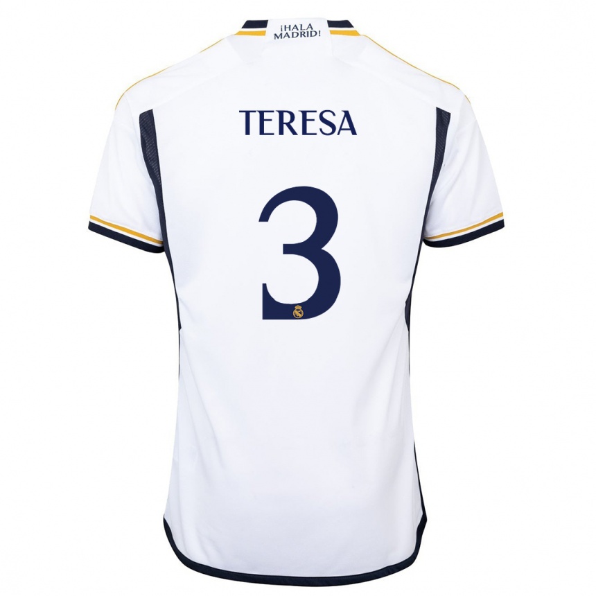 Men  Teresa Abelleira #3 White Home Jersey 2023/24 T-Shirt