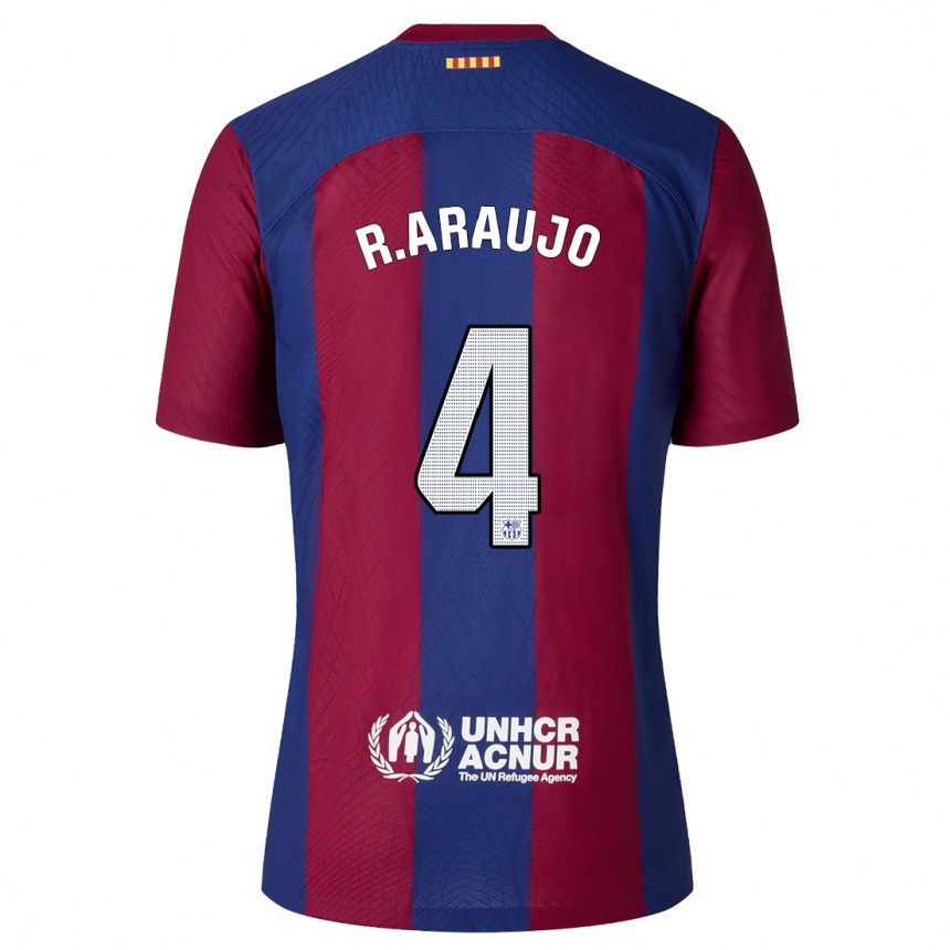 Men  Ronald Araujo #4 Red Blue Home Jersey 2023/24 T-Shirt