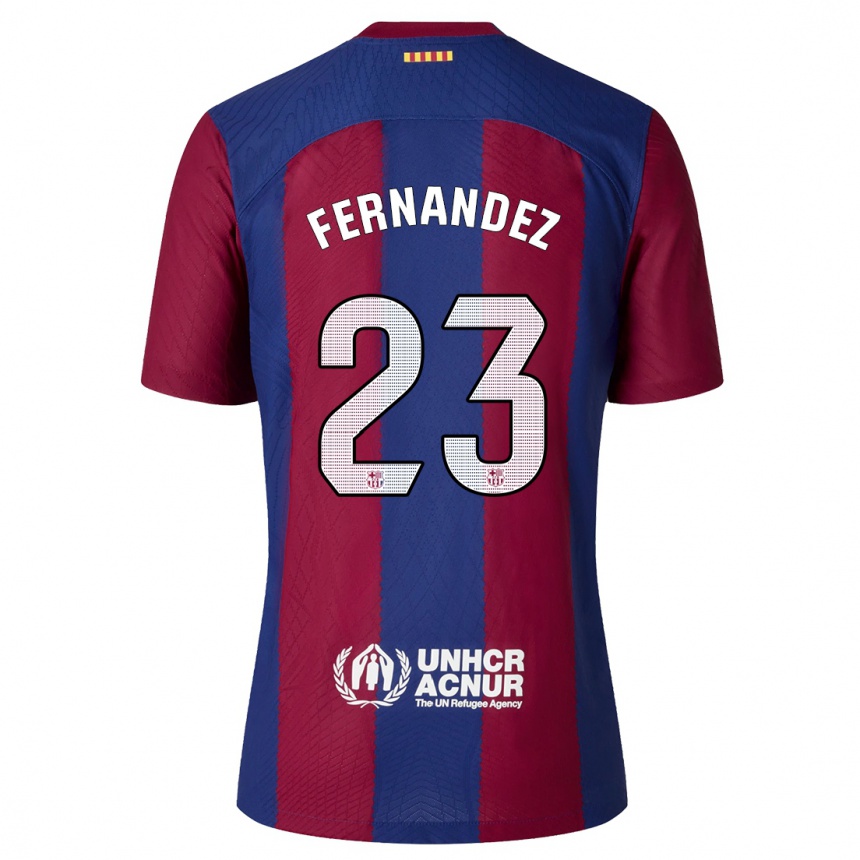 Men  Pelayo Fernandez #23 Red Blue Home Jersey 2023/24 T-Shirt