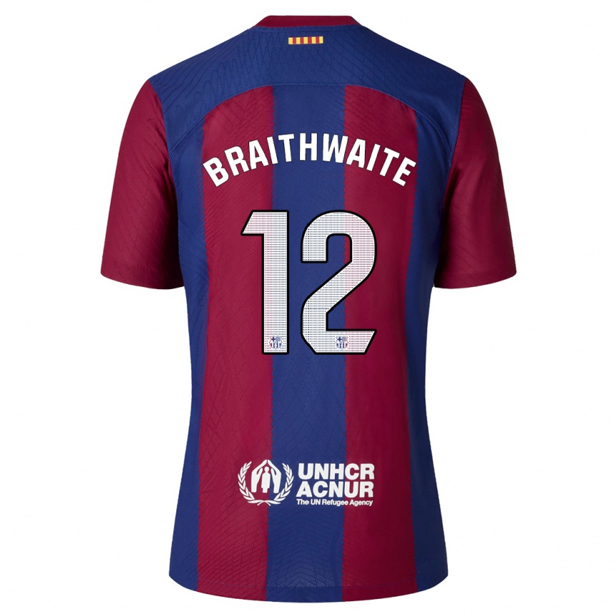 Men  Martin Braithwaite #12 Red Blue Home Jersey 2023/24 T-Shirt