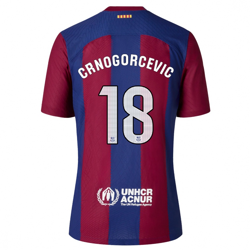 Men  Ana-Maria Crnogorcevic #18 Red Blue Home Jersey 2023/24 T-Shirt