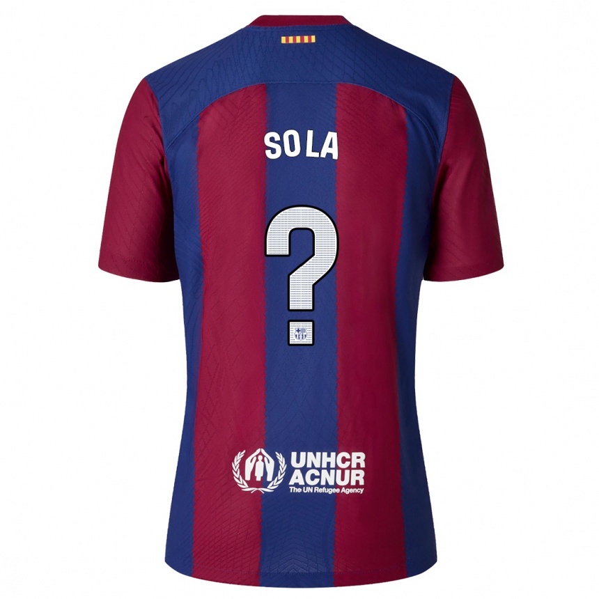 Men  Arnau Sola #0 Red Blue Home Jersey 2023/24 T-Shirt