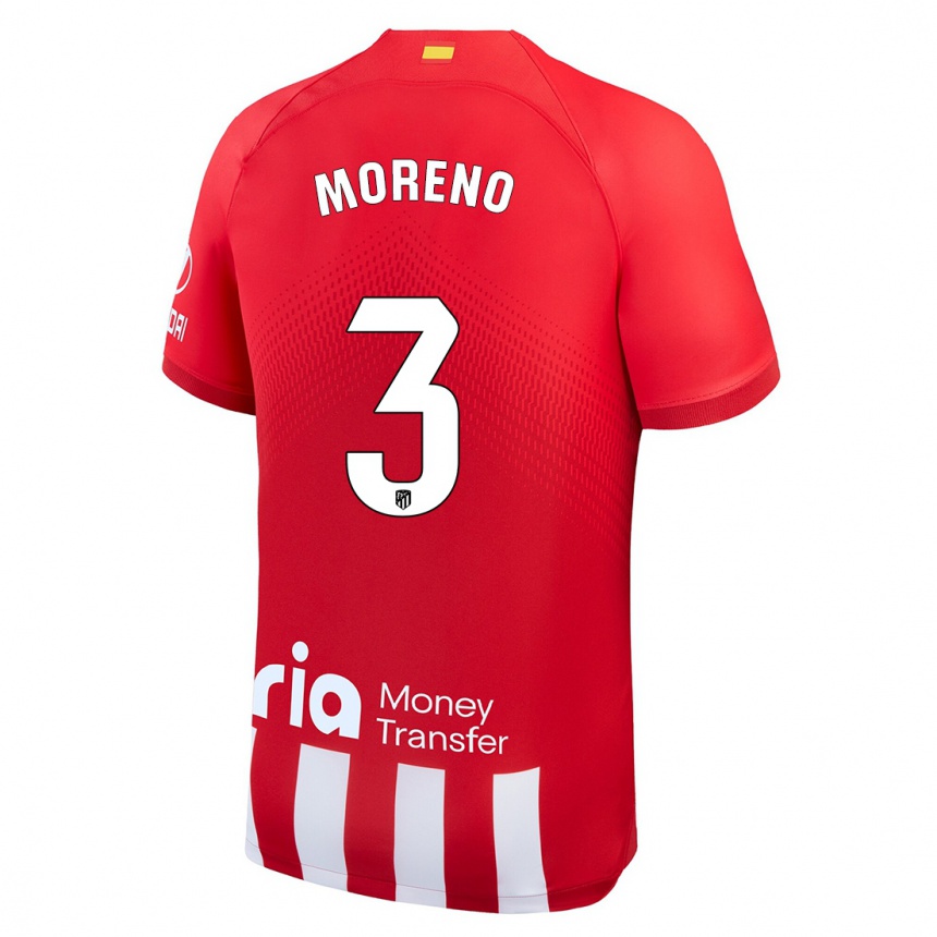 Men  Marco Moreno #3 Red White Home Jersey 2023/24 T-Shirt