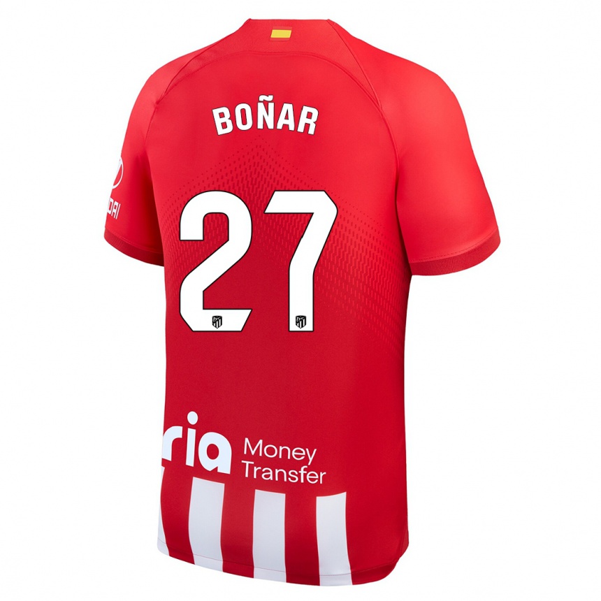 Men  Javier Boñar #27 Red White Home Jersey 2023/24 T-Shirt