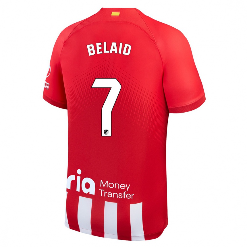 Men  Rayane Belaid #7 Red White Home Jersey 2023/24 T-Shirt