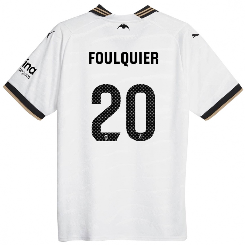 Men  Dimitri Foulquier #20 White Home Jersey 2023/24 T-Shirt