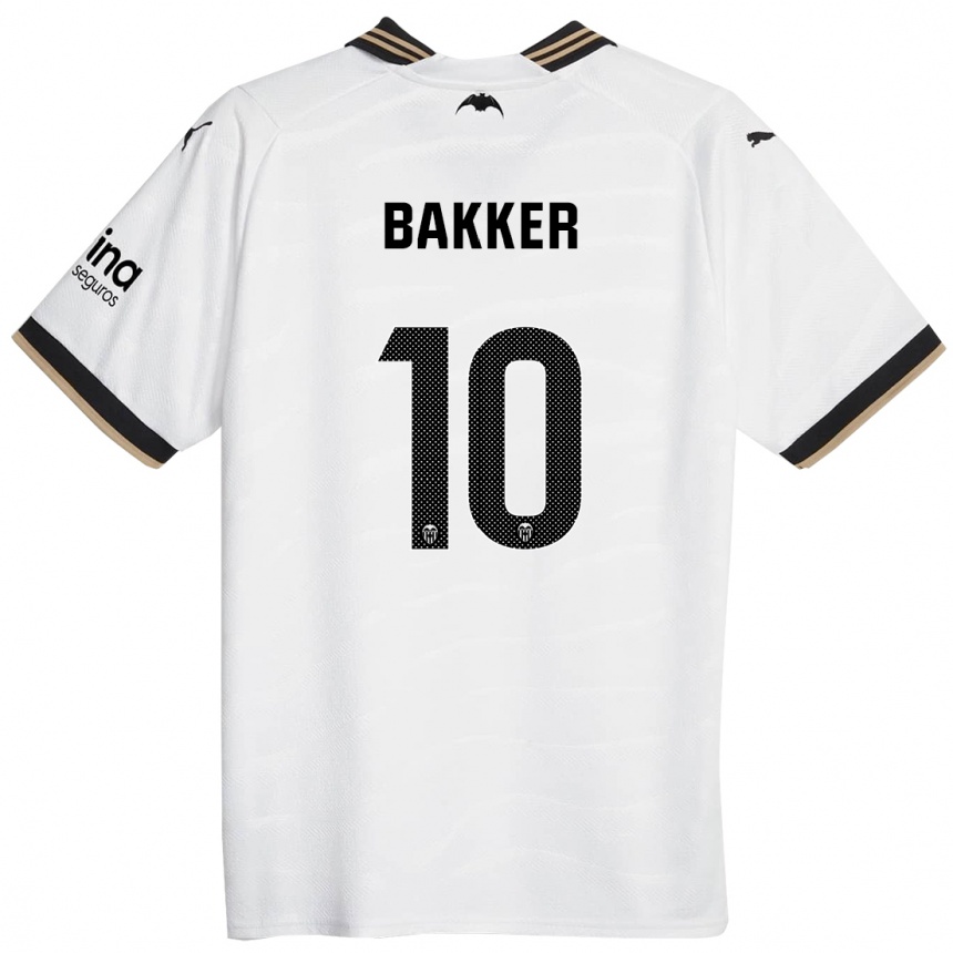 Men  Linda Bakker #10 White Home Jersey 2023/24 T-Shirt