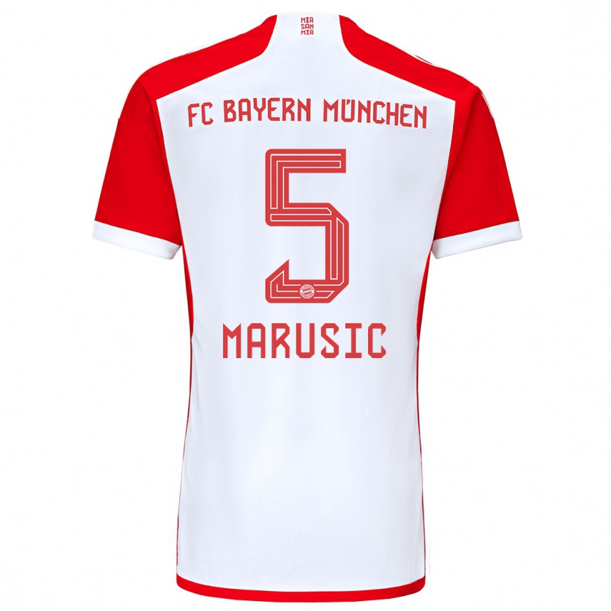 Men  Gabriel Marusic #5 Red White Home Jersey 2023/24 T-Shirt