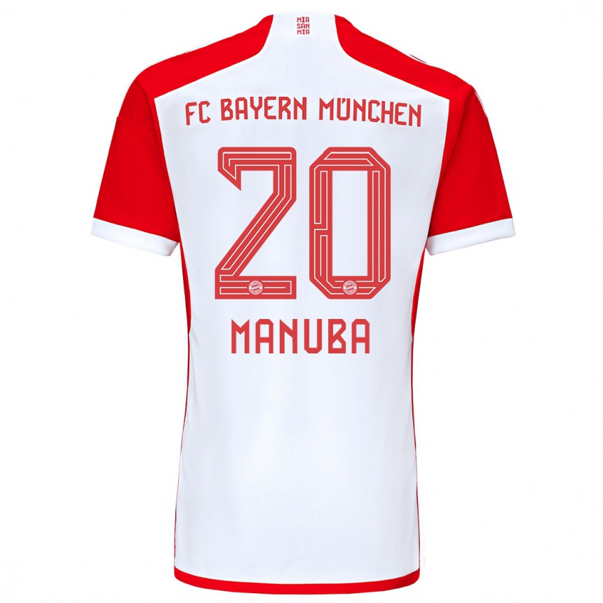 Men  Vincent Manuba #20 Red White Home Jersey 2023/24 T-Shirt