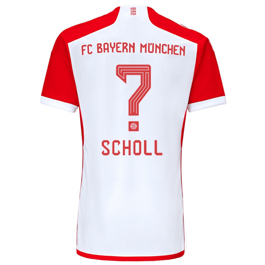 Men  Paul Scholl #0 Red White Home Jersey 2023/24 T-Shirt