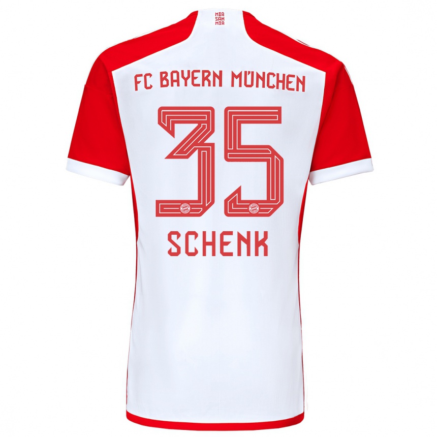 Men  Johannes Schenk #35 Red White Home Jersey 2023/24 T-Shirt