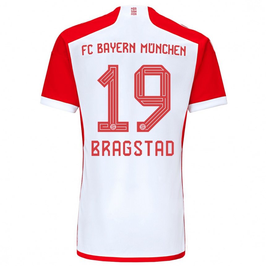 Men  Emilie Bragstad #19 Red White Home Jersey 2023/24 T-Shirt