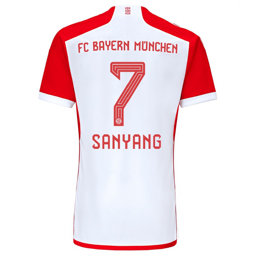 Men  Mamin Sanyang #7 Red White Home Jersey 2023/24 T-Shirt