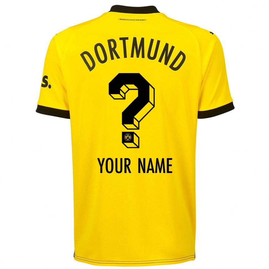 Men  Your Name #0 Yellow Home Jersey 2023/24 T-Shirt