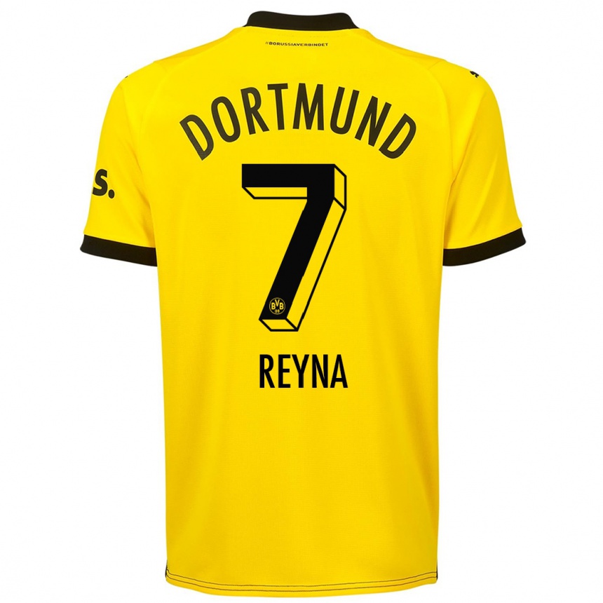 Men  Giovanni Reyna #7 Yellow Home Jersey 2023/24 T-Shirt