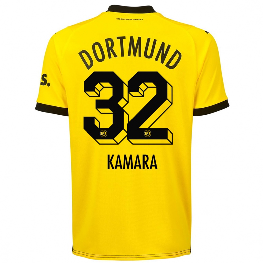 Men  Abdoulaye Kamara #32 Yellow Home Jersey 2023/24 T-Shirt