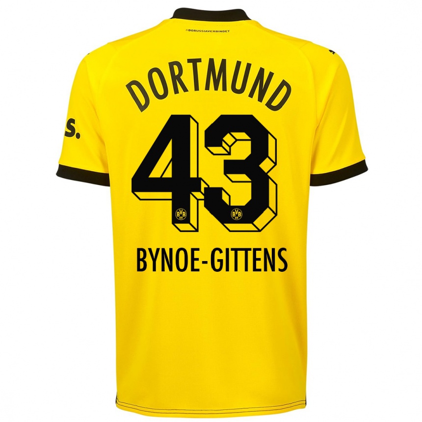 Men  Jamie Bynoe-Gittens #43 Yellow Home Jersey 2023/24 T-Shirt