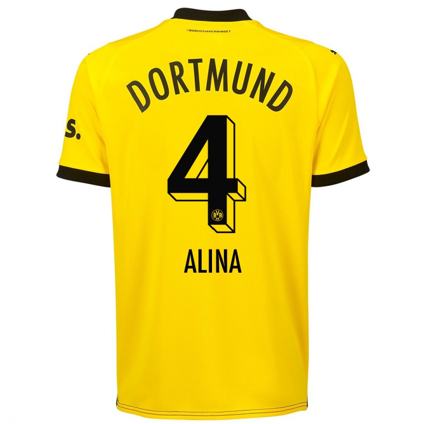 Men  Grijseels Alina #4 Yellow Home Jersey 2023/24 T-Shirt