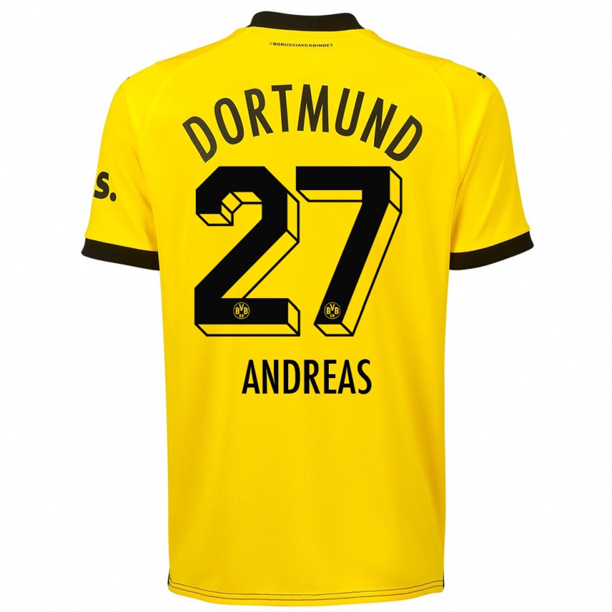 Men  Kuno Andreas #27 Yellow Home Jersey 2023/24 T-Shirt