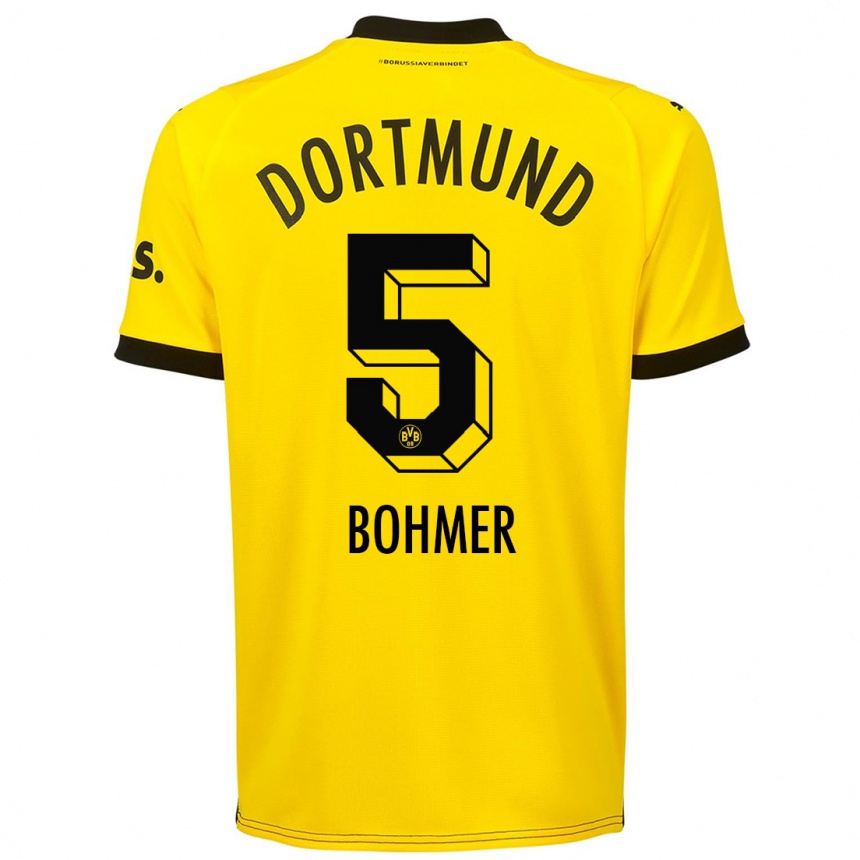 Men  Tim Bohmer #5 Yellow Home Jersey 2023/24 T-Shirt