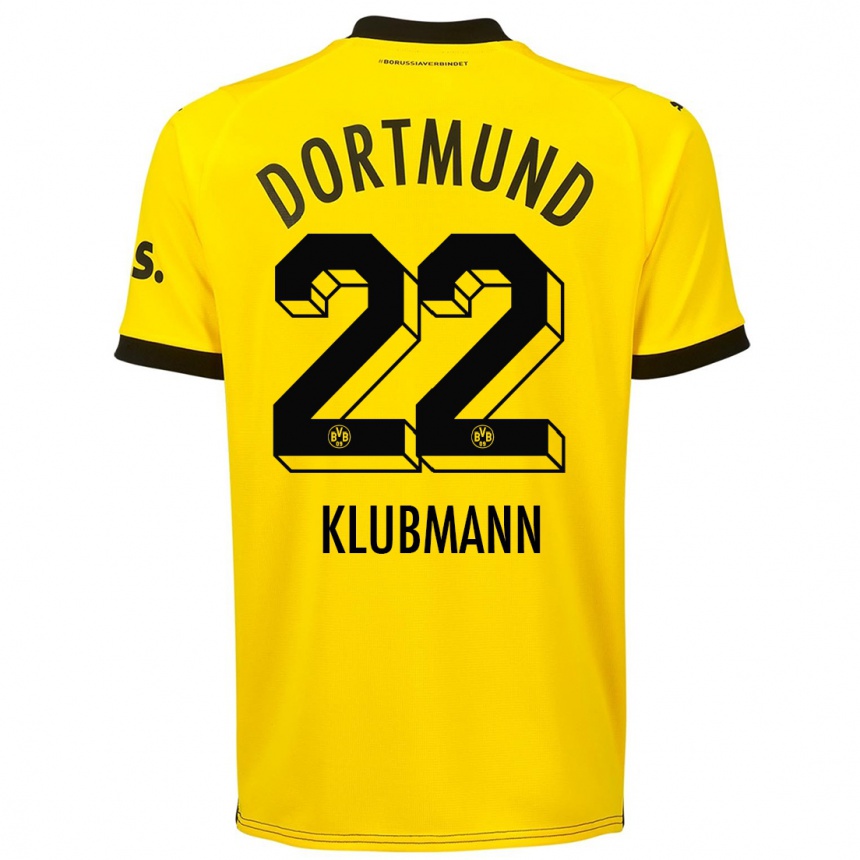 Men  Leon Klubmann #22 Yellow Home Jersey 2023/24 T-Shirt