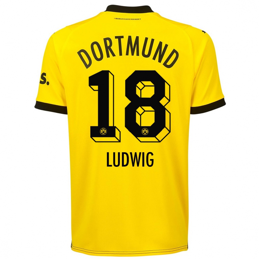 Men  Michel Ludwig #18 Yellow Home Jersey 2023/24 T-Shirt